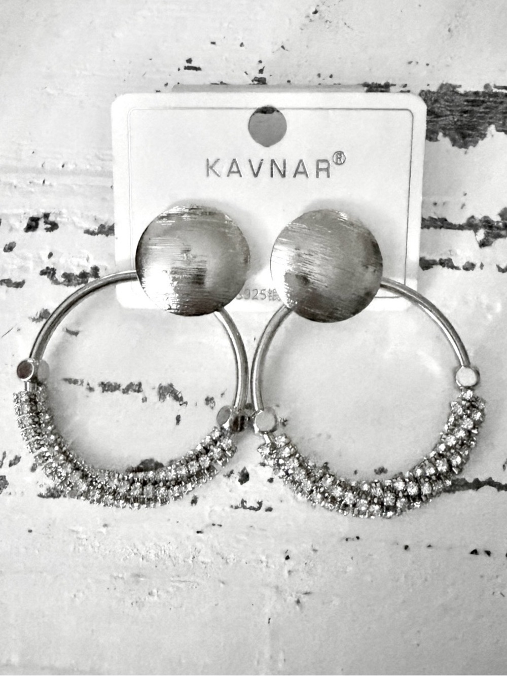 Silver-Tone Crystal Hoop Earrings
